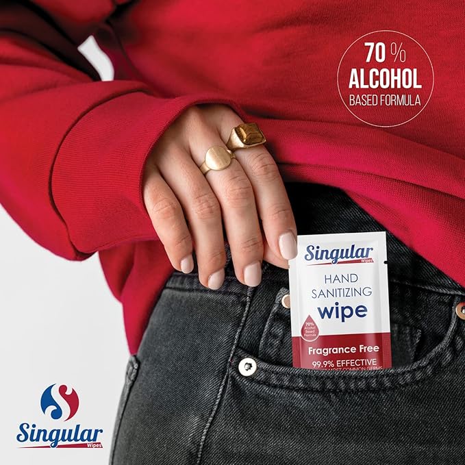 Hand Sanitizing Wipes Travel Size by Singular Wipes –30ct Individually Wrapped | Fragrance-Free, Moisturizing, 70% Isopropyl Alcohol Wipes | Travel, Home, Office, Daily Use | Made in USA-DeskLoop Office