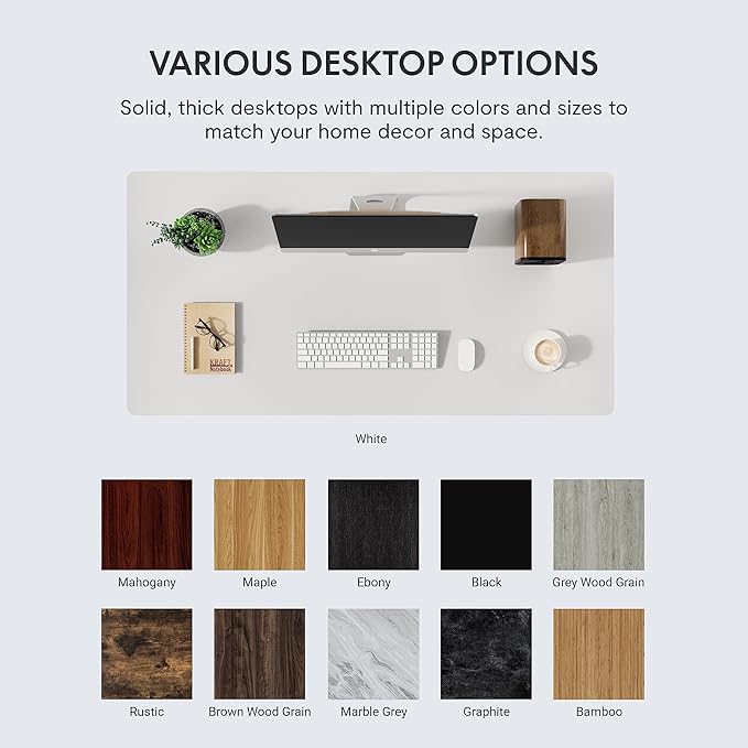 FLEXISPOT EN1 One-Piece Standing Desk 48 x 24 Inches Height Adjustable Electric Desk Sit Stand Desk Home Office Desks (White Frame + Marble Gray Top, 2 Packages)-DeskLoop Office