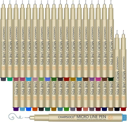 01 Micro Pen, Fine Point Pen with 36 Colors, Waterproof Archival Ink, 0.25mm Fineliner Ink Pens for Artist Illustration, Sketching, Anime, Manga, Technical Drawing and Scrapbooking-DeskLoop Office