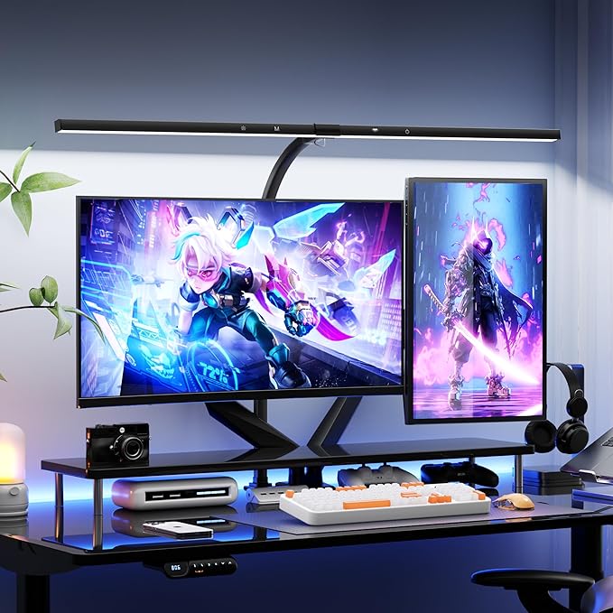 deeloop 80cm Ultra-Long LED Desk Lamps,24W Bright Architect Desk Lamp for Home Office, Infinite Dimming Office Light with Memory Function, Tall Desk Light with Clamp for Reading Working Monitor-DeskLoop Office