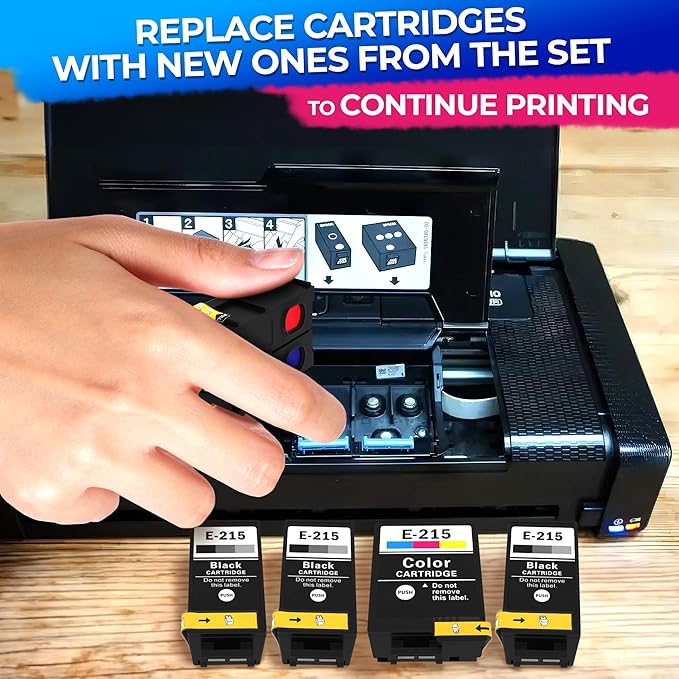 5-Pack Compatible Ink Cartridges – Includes 3 Black and 2 Tri-Color | Easy-to-Install Replacements for Inkjet Printers | Reliable Printing Performance, Vivid Colors, Sharp Tex-DeskLoop Office