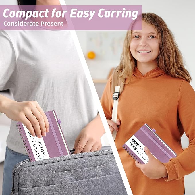 Lined Spiral Journal Notebook for Women & Men, College Ruled Hardcover Notebook for Work & Note Taking, Journals for Writing, 100 GSM, Business, School, 140 Pages, A5(5.8"x8.5") - Pink-DeskLoop Office