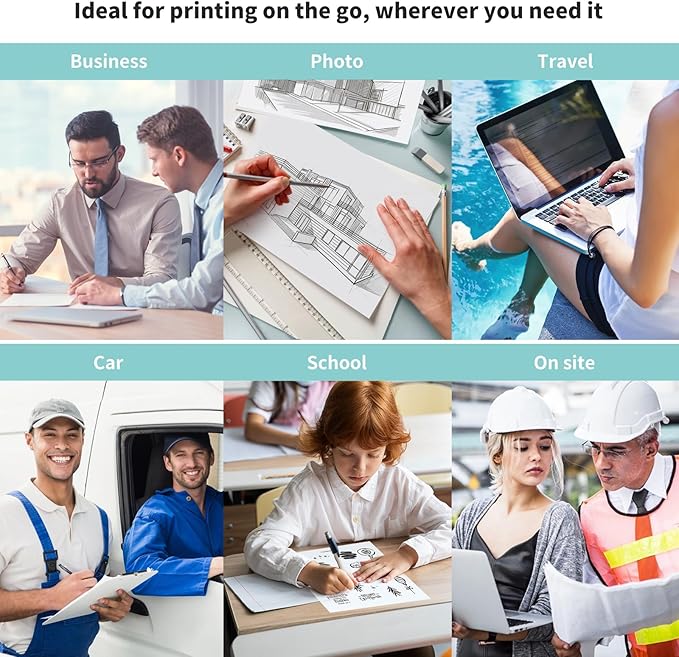 JADENS Portable Printers Wireless for Travel, Thermal Inkless Printer, Support 8.5" X 11" Thermal Paper(Green)-DeskLoop Office