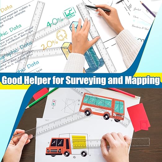 32 Pack Clear Ruler 12 Inch Bulk with Centimeters and Millimeters, Metric Rulers Measuring Drawing Tool for Kids, Ideal Back to School Office Home Supplies-DeskLoop Office