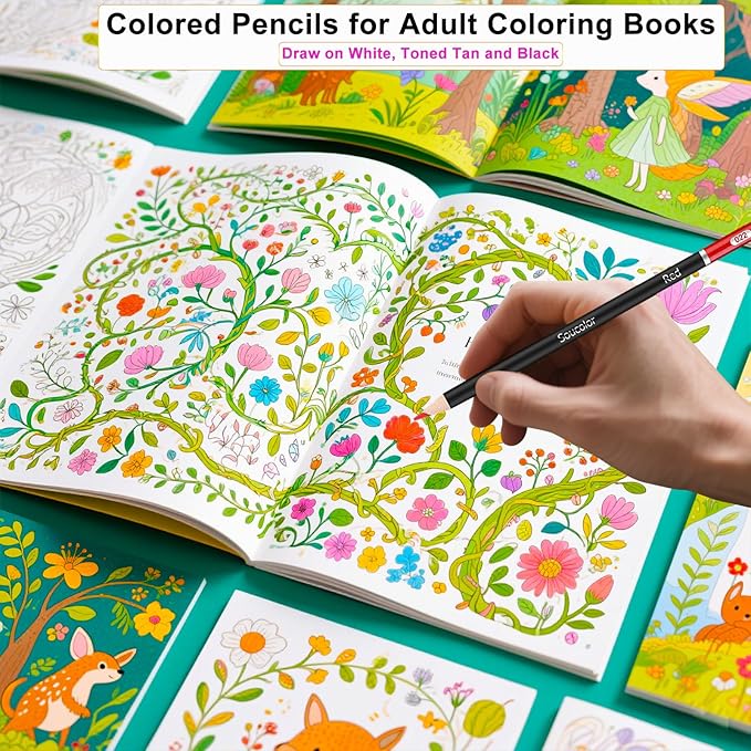 Soucolor 72-Color Colored Pencils for Adult Coloring Books, Back to School Supplies, Soft Core, Artist Drawing Sketching Pencils Set, Art Supplies Kit Gifts for Kids Teens Beginners Blending Shading-DeskLoop Office