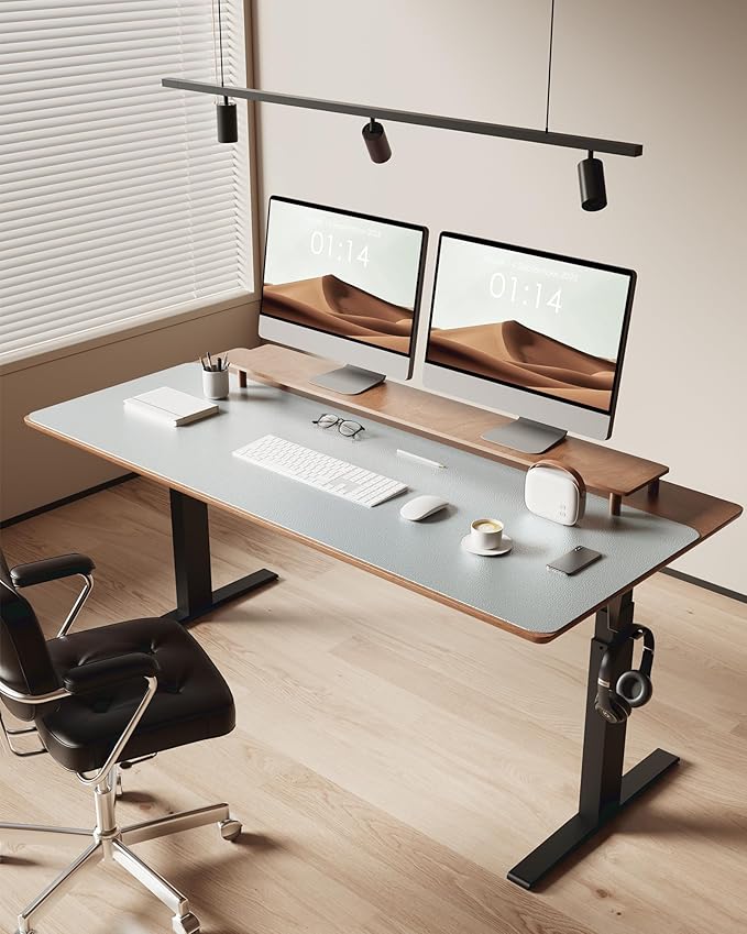 YSAGi Leather Desk Pad Protector, Office Desk Mat, Large Mouse Pad, Non-Slip PU Leather Desk Blotter, Laptop Desk Pad, Waterproof Desk Writing Pad for Office and Home (Silver, 47" x 17")-DeskLoop Office