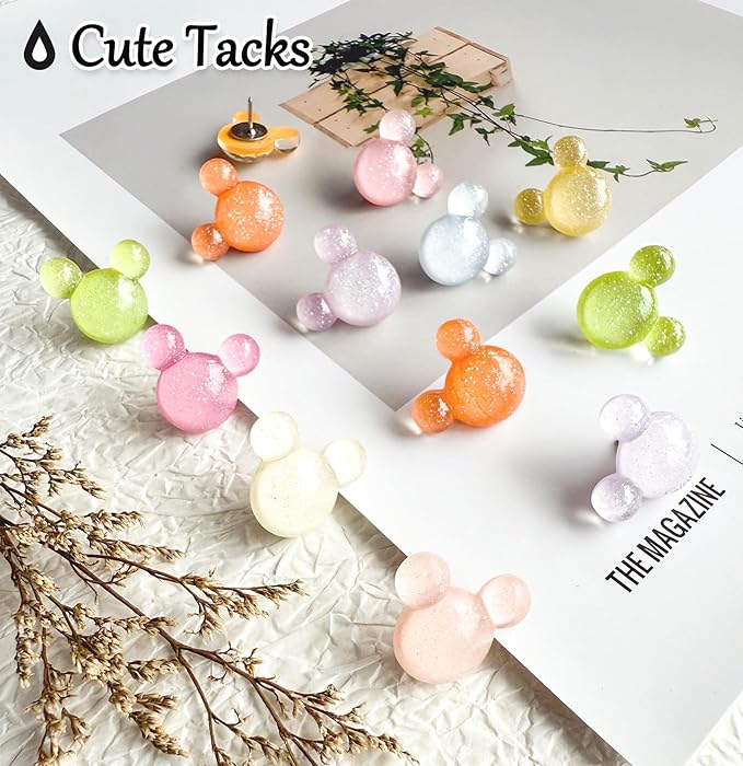 30Pcs Push Pins,Decorative Push Pin,Cute Thumb Tacks Cute Office Decor for Cork Board Bulletin Board,Desk Accessories Aesthetic,Classroom Decor,Business Home Decor(30-Mouse)-DeskLoop Office