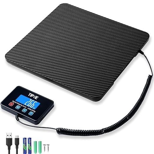 Digital Shipping Postal Scale 440lb/0.5oz Accuracy! Lightweight Carbon Fibre Commercial Weight Scale for Package, Small Business, Mail, Warehouse, Home, Luggage, Battery&Charging Cable Included-DeskLoop Office