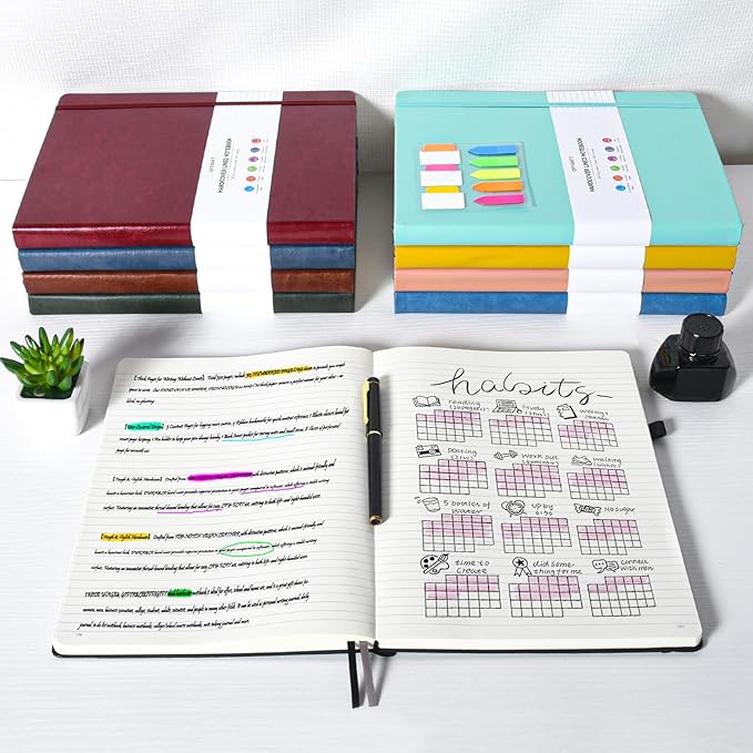 College Ruled Notebook, Large A4 Hardcover Leather Journal, 312 Numbered Pages Writing Journal, 100gsm No Bleed Paper, Lined Journal Notebook for Women Men School Office, 8.5''×11'', Green-DeskLoop Office