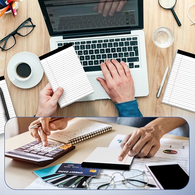5" x 8" Note Pads 12 Pack of Legal Pads 30 Sheets Notepad College Ruled Small Writing Pads Perforated Pages Paper Pads 80GSM Heavyweight Paper Note Pads for Home, Office, or School-DeskLoop Office