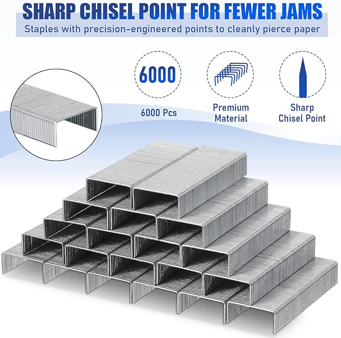 Marspark 10 Pcs Stapler for Desk Office Staplers Bulk with 6000 Staples 25 Sheet Capacity for School Office (White)-DeskLoop Office