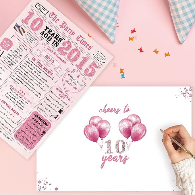 10 Year Old Girl Birthday Gifts,10th Birthday Decorations for Girl,10th Bday Card,10 Year Old Bday Decorations for Daughter Granddaughter Niece