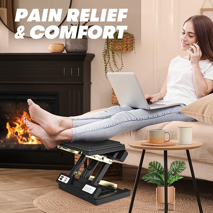 Foot Rest for Under Desk at Work, Height Adjustable Footrest with Massage Roller and Soft Pad, Foldable Ergonomic Foot Rest for Car, Underdesk, Home, Train(Grey)-DeskLoop Office