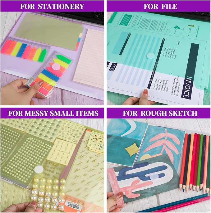LEOBRO Plastic Envelopes, A4 File Folder, Document Holder, Poly Storage File - Image 7