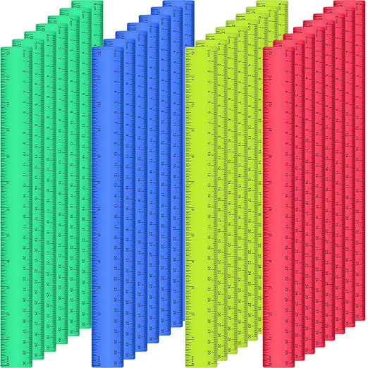 Zonon 30 Pcs 12 Inch Plastic Ruler Assorted Colors Ruler Bulk with Centimeters Millimeter and Inches Rulers First Day of School Gift for Kids School Classroom Office Supplies(Elegant Color,Plastic)-DeskLoop Office