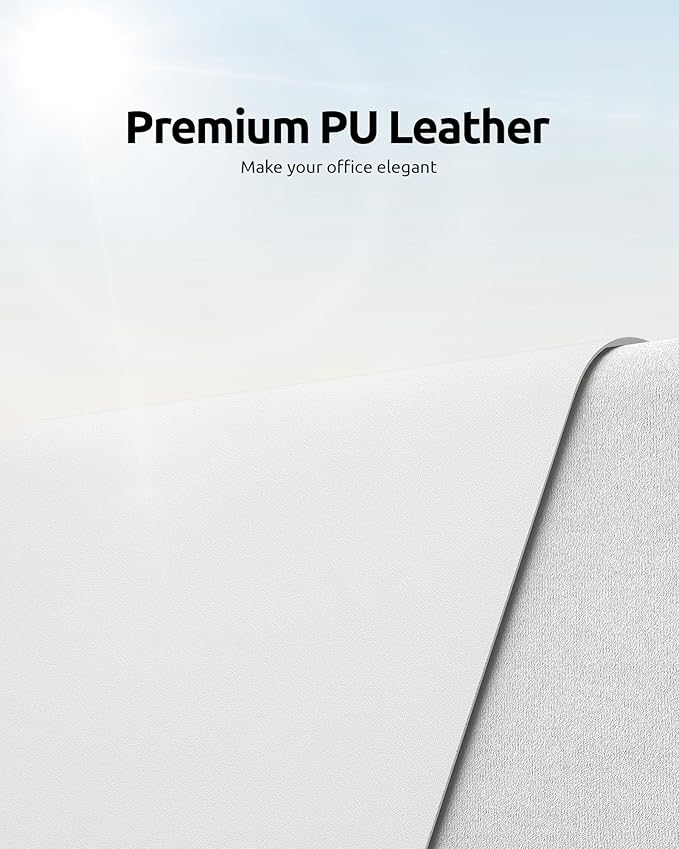 YSAGi Leather Desk Protector, Office Mat, Large Mouse Mat, Non-Slip PU Leather Blotter, Laptop Desk, Waterproof Writing Pad for Office and Home (White, 31.5" x 15.8")-DeskLoop Office