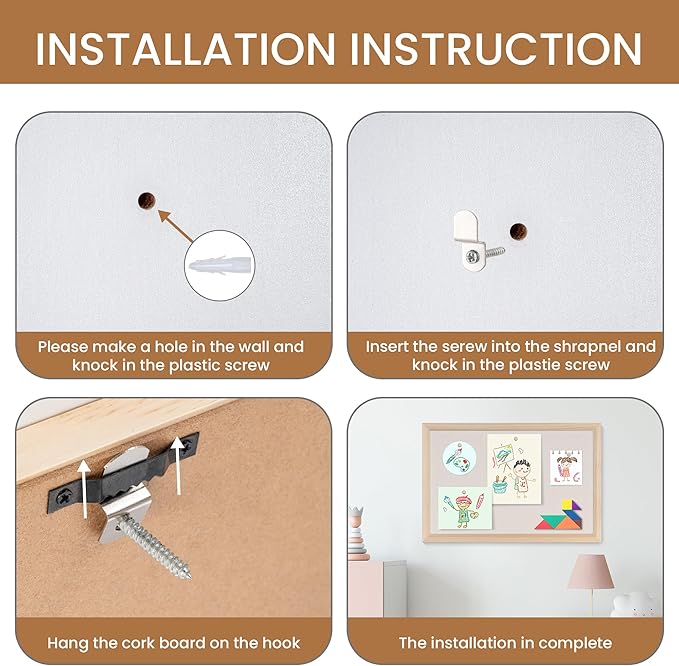 Bulletin Board Cork Board with Linen, 100% Wood Framed 30" x 20" Bulletin Board Decorations, Pin Boards for Walls, Wall Mounted Fabric Picture Board with 10 Pushpins for School, Home & Office, Natural-DeskLoop Office