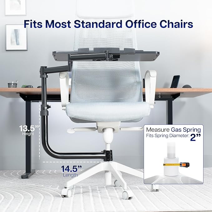VIVO Office Chair Mounted 26 x 12 Inch Keyboard and Mouse Tray, Ergonomic Tilt, Full Motion 360 Degree Rotation, Black, MOUNT-KB18CP-DeskLoop Office
