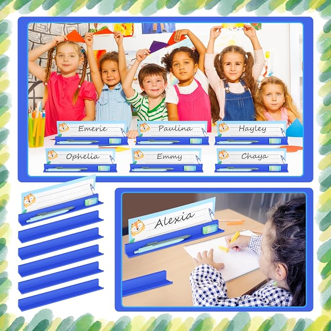 MJOGGOTT 24Pcs Classroom Desk Name Plates Holder Index Cards Storage, School - Image 7