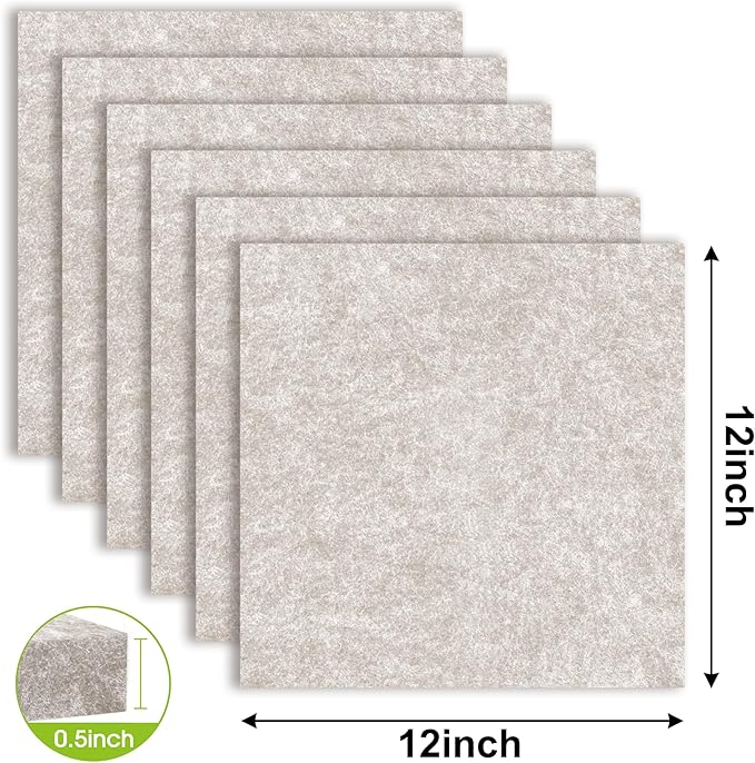 AKTOP Cork Bulletin Board 12x12, 1/2" Thick Felt Cork Board Tiles 6 Pack, Small Square Pin Board for Wall, Self Adhesive Corkboards with 60 Push Pin Wood Clips for School, Home & Office, Latte-DeskLoop Office