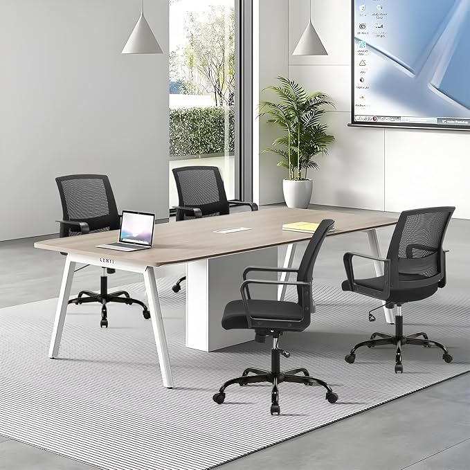 CLATINA Office Chair, Mid Back Ergonomic Desk Chairs Rolling Mesh Computer Chair with Executive Lumbar Support and Height Adjustable Design for Home Office, Black-DeskLoop Office