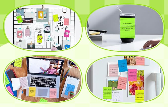 Lined Sticky Notes 4 x 6 Inches, 15 Pads, 375 Sheets Total, 7 Bright Colors - Image 7