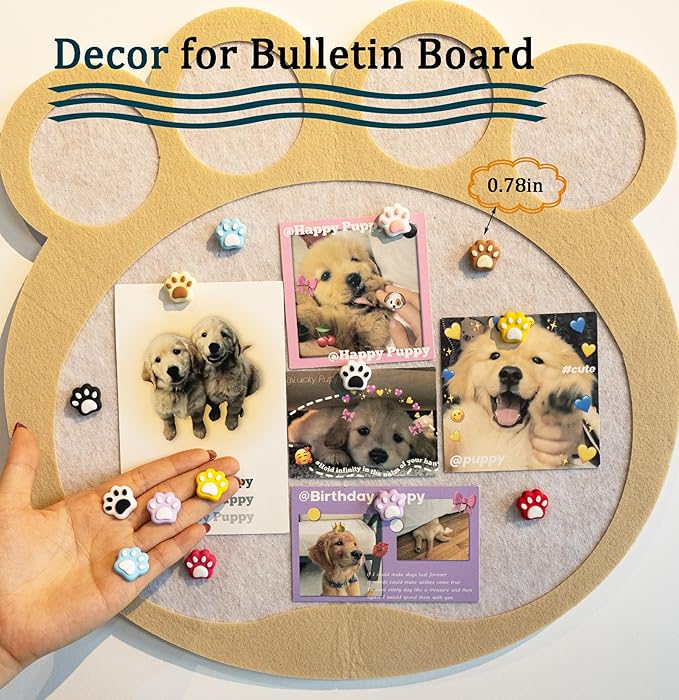 30Pcs Push Pins for Bulletin Board, Cute Push pins,Decorative Thumb Tacks, Cork Boards for Walls, for Women Office Decor,Classroom Decor,Cubical Decor,Home Decor (30-Cat Paw)-DeskLoop Office