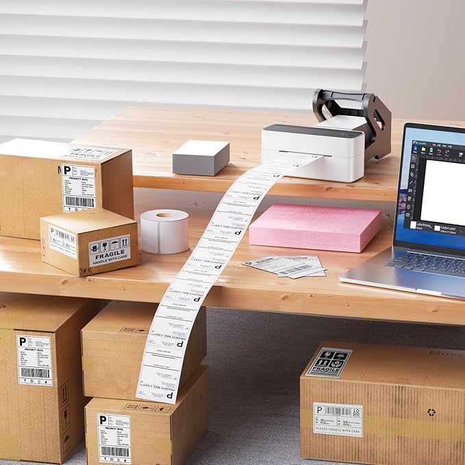 Phomemo 4x6 Shipping Labels, 500 PCS Fan-Fold Thermal Labels, Compatible with MUNBYN,JADENS,Nelko,Phomemo 241bt,243BT, D450BT,D520BT,2411BT Label Printer,Water/Oilproof Label Stickers for Address Mail-DeskLoop Office