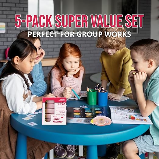 Tape Runner - Double Sided Adhesive with Dispenser Roller Included - Acid Free, Sticky, Clear & Transparent - Ideal for Scrapbooking, Crafts & More - Standard - (315 inches per cartridge) 20 Cartridge-DeskLoop Office