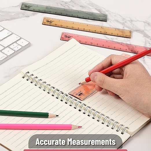 Mr. Pen- Ruler, 6 Inch, 6 Pack, Vintage Colors, Rulers for School, Clear Plastic Ruler, Back to School Supplies-DeskLoop Office