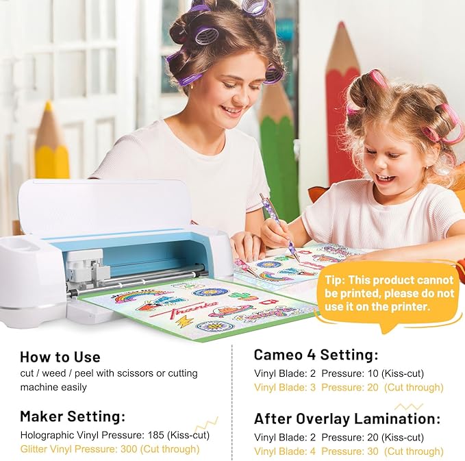 TECKWRAP Holographic Laminate Sheets for Stickers Self Adhesive Vinyl Laminating Sheets Holographic Sticker Paper Clear Vinyl for Inkjet Printer 8.26" x 11.69" A4 28 Sheets (Rainbow,Gem,Star, Sparkle)-DeskLoop Office