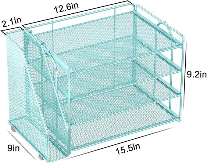 Spacrea Desk Organizers and Accessories, Paper Organizer for Desk with File Organizer, Desk Accessories & Workspace Organizers for Office Supplies (Blue)-DeskLoop Office