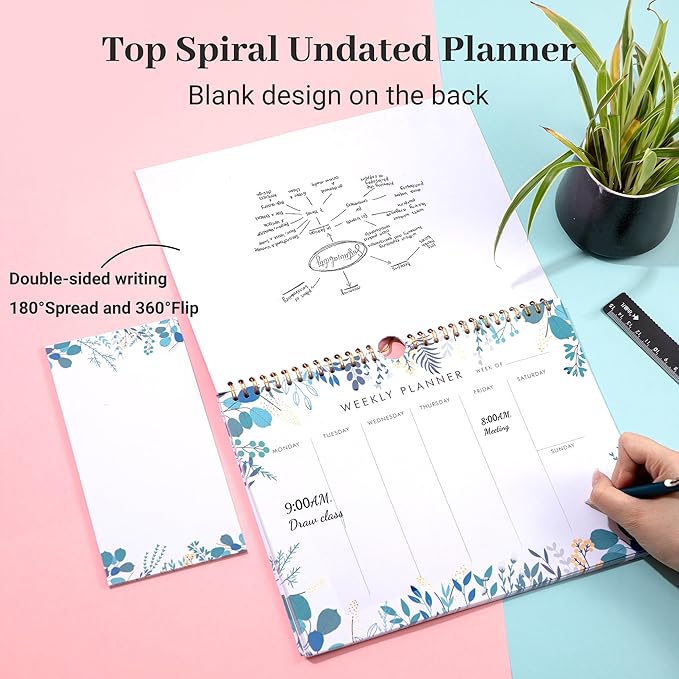 8.5x11 Weekly Planner Notepad Undated To Do List Note pad 52 Weekly Desk Wall Planner Calendar Hangble Daily Planning Pad for Work,Home,School,Ofiice Supplies,Matching 44 Notepad,Blue-DeskLoop Office