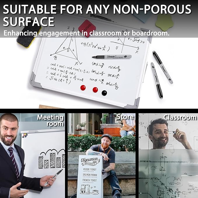 VEESA Dry Erase Markers Black, Fine Tip, 75 Count Low-Odor Whiteboard Marker Pens, Back to School Supplies, Office Series-DeskLoop Office