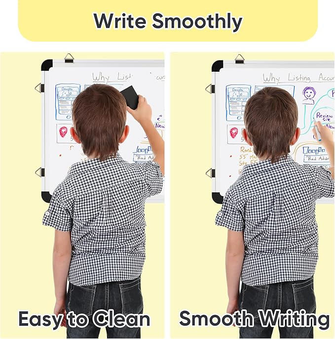 VUSIGN Monthly Dry Erase Calendar Whiteboard for Wall, 16" X 12" Double-Sided Board, Hanging Whiteboard Dry Erase for Office, Desk, Kitchen, Dorm, Silver-DeskLoop Office