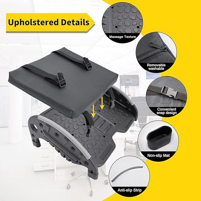 Under Desk Foot Rest,Foot Stool with Massage Texture,Includes Comfortable Memory Foam,Easy Assembly and disassembly (YB-RD)