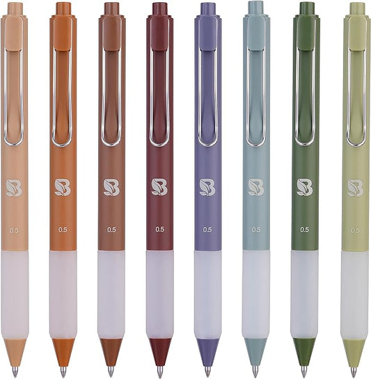 BLIEVE Gel Pens - Earthy, Matte Finish, Smooth Writing, No Bleed - For Journaling, Bible Notes, Drawing - Cute School Supplies, 8 Pack-DeskLoop Office