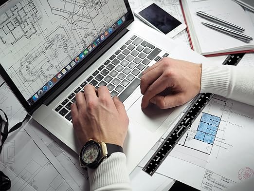 Metal Ruler Kit 12 Inch and 6 Inch, Stainless Steel Rulers with Centimeters, Millimeters, Inches and Conversion Table for Office and School, Easy to Read Metric Rule Set, 2 Pack-DeskLoop Office