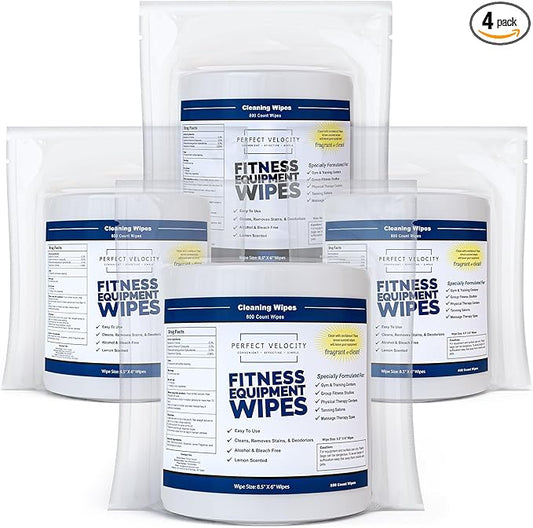 Fitness Gym Equipment Wipes - 4 Rolls of 800 Pre-Moistened Cleaning Refill Wet Wipes - For Upwards and Downwards Dispensers-DeskLoop Office