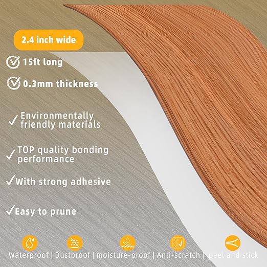 GSCIT Club Red Oak Wood Tape, 2.4 inch X 15ft Self Adhesive Wood Grain Repair Patch for Tables, Chairs, Baseboards, Doors, Windows, Floors, Handicraft DIY.-DeskLoop Office