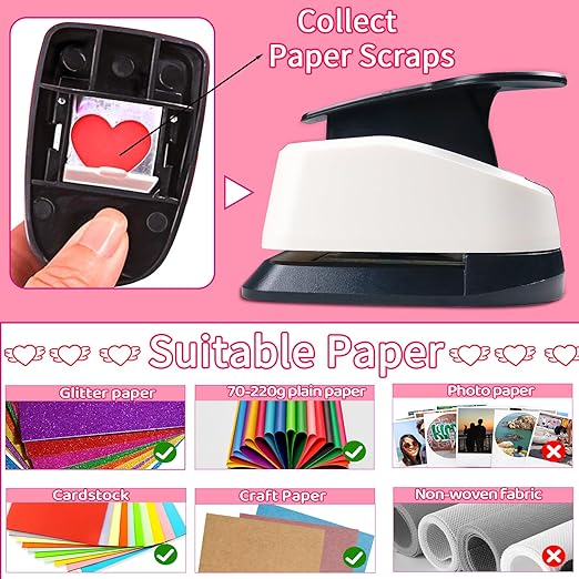 Heart Hole Puncher for Crafts, Heart Paper Cutter, Hearts Paper Punch, Hearts Shaped Puncher, Craft Punches for Card Making, 3/8 in, 5/8 in, 1 in, 1.5 in, 2 inch Scrapbooking Punch - 5 Pcs-DeskLoop Office
