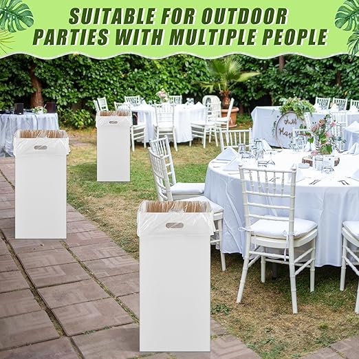 10 Pack 30 Gallon Corrugated Cardboard Trash Cans Bulk for Events Parties Disposable and Reusable Cans Bottle Recycling Bins with 20 Garbage Bags White Garbage Boxes for Outdoor Events-DeskLoop Office