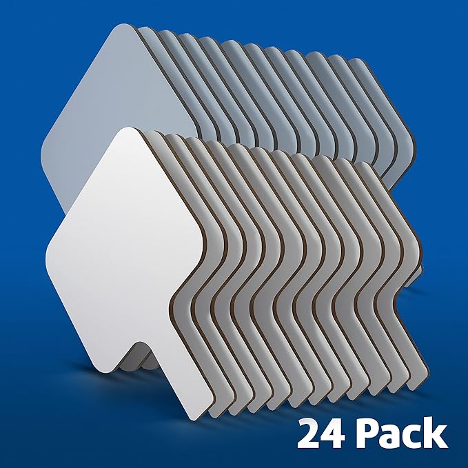 Flipside Products Rectangular Dry Erase Answer Paddles w/Black Dry Erase Marker and Erasers, Auction, Handheld Whiteboard, Handle Response Board, 72 Pieces, Set of 24-DeskLoop Office