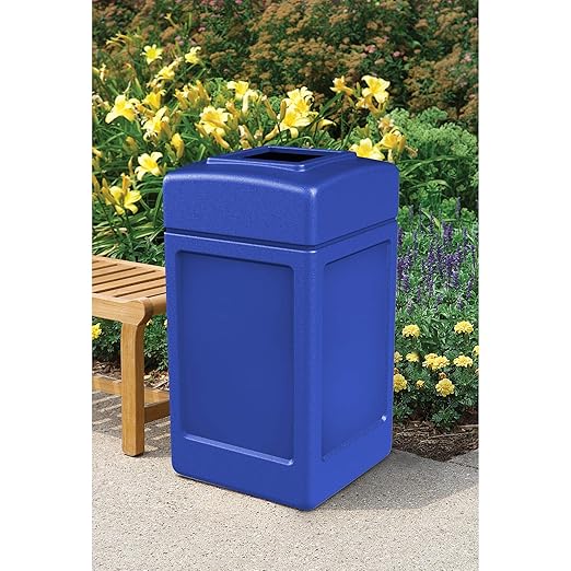 Commercial Zone Products 732104 Square Waste Container,Blue,42 Gallon-DeskLoop Office