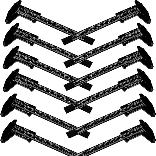 Honoson 10 Pcs Plastic Vernier Caliper 0-6 Inch/0-150 mm for School Student Black Mini Double Scale Sliding Gauge Measuring Tool Vernier Caliper Eyebrow Mapping Ruler Tool for Office Tattoo Artists-DeskLoop Office