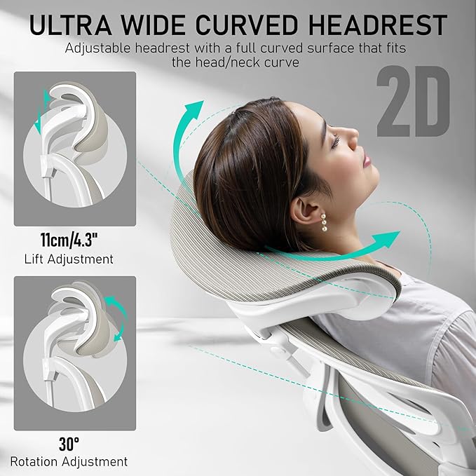 High Back Ergonomic Office Chair, Breathable Mesh Desk Chair with Lumbar Support, Adjustable Headrest, Flip-up Armrests, Computer Gaming Chair-DeskLoop Office