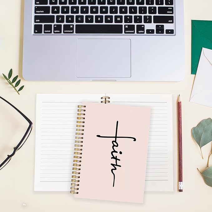 BearCake Faith Journal, Christian Notebook, Christian Gifts for Women, Bible Notebooks for Note Taking, Bible Journaling Notebook, Prayer Journal, Hardcover Spiral Notebook 5.5x8.3-DeskLoop Office