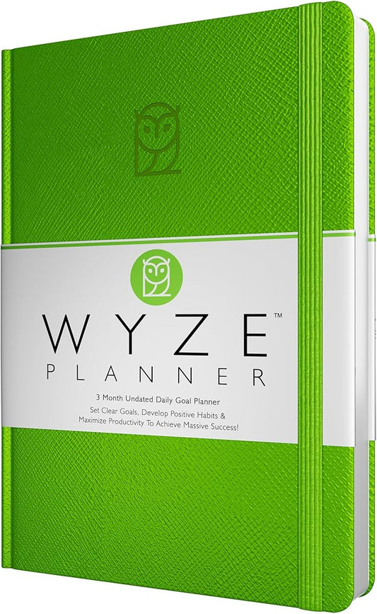 Undated Daily Planner – 3-Month A5 Productivity Organizer with Full Page Per Day, Hourly Schedule, Goal Setting, Habit Tracker, Weekly & Monthly Pages – Hardcover Time Management Notebook (Lime Green)-DeskLoop Office