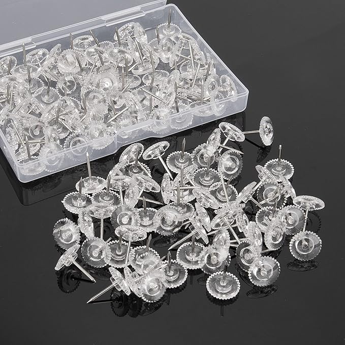 150PCS Clear Thumb Tacks - Standard Push Pins With Steel Points and Transparent Plastic Heads for Bulletin Boards, Crafts, and Office Organization-DeskLoop Office