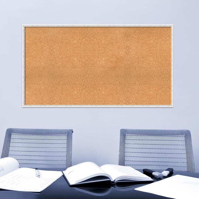 Amanti Art Natural Cork Board for Wall, 29x53 Vision Board with White Frame, Oversize Corkboard Office Decor for Home Organization, Modern Corkboard Pinboard to Display Items for Home Organization in-DeskLoop Office